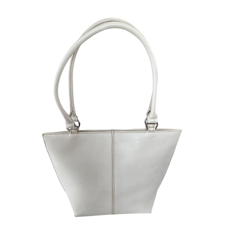 Wilson's Leather Pelle Studio Classic Tote Purse Cream Double Shoulder Strap Vtg